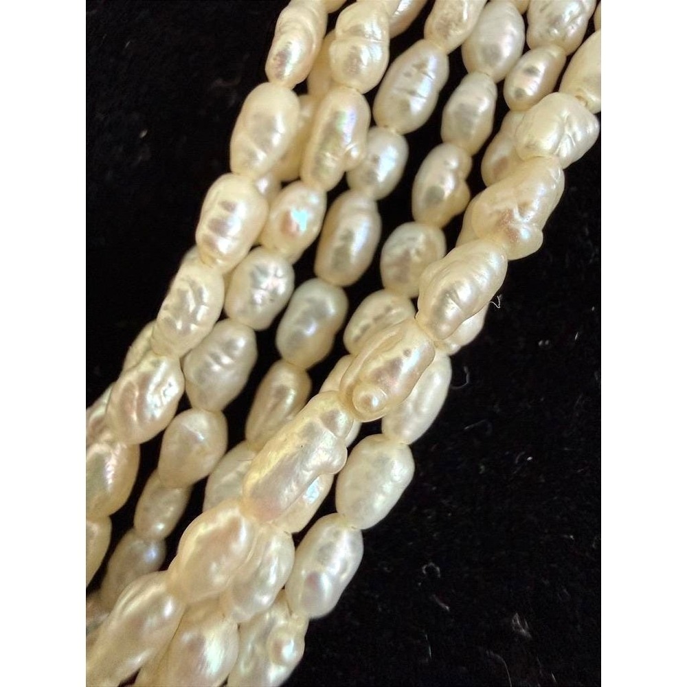 Vintage‎ Multi Strand Seed Pearl Bead Necklace 16" Dainty